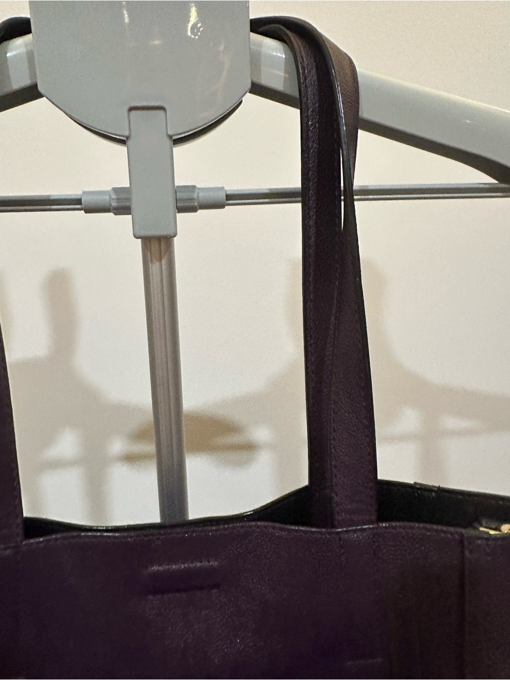 Calvin Klein Deep Purple Leather Tote with Gold Accents - Picture 4 of 15